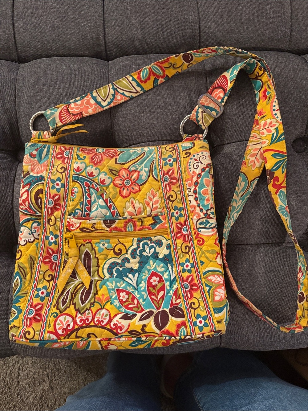 Vera Bradley Quilted Floral Crossbody Bag - multi colored mustard Yellow Multi